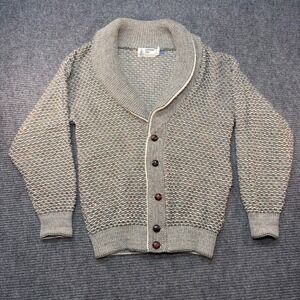 London Fog Vintage Men Medium Shawl Collar Cardigan Sweater Marled Knit USA Made